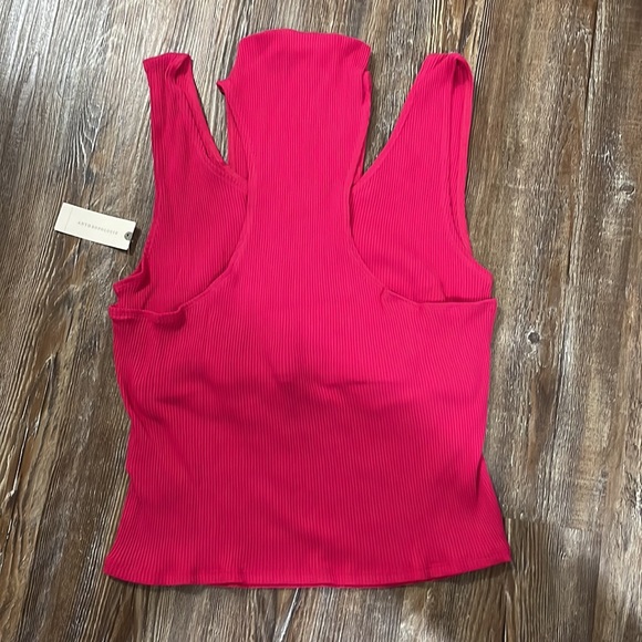 NWT Anthropologie Layered Cutout Tank in Medium Pink - Picture 7 of 8